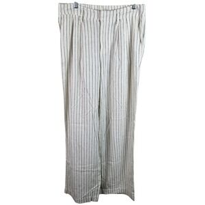 A New Day Women's Linen Blend‎ Striped Wide Leg Dress Pants Size 6 Casual